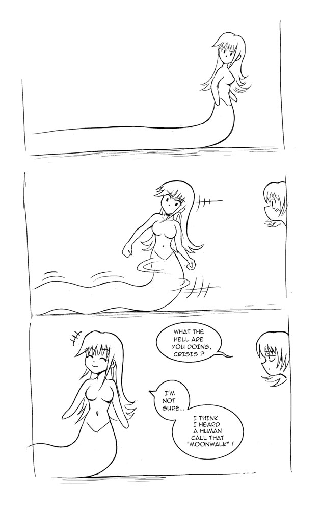 3koma anna_(karbo) comic crisis felarya karbo lamia monochrome monster_girl moonwalk navel no_nipples smile