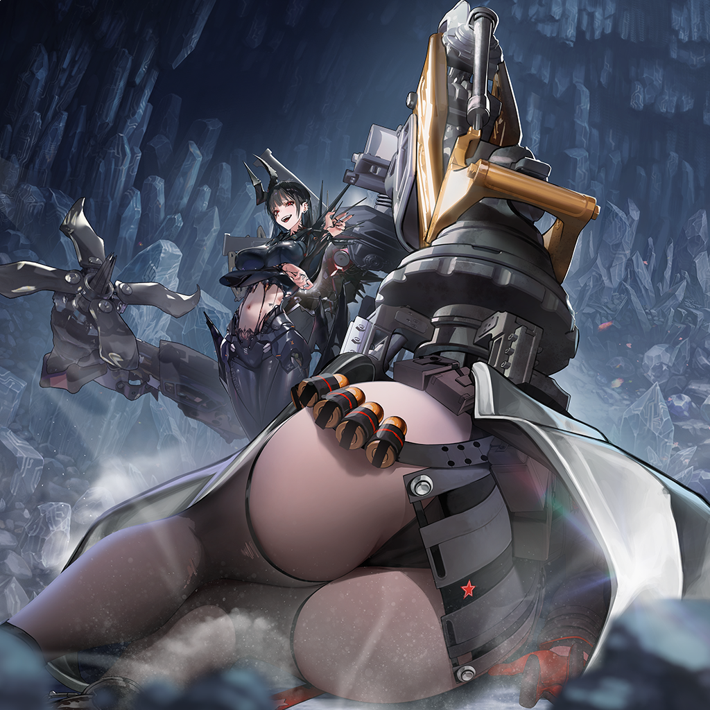 2girls ass ass_focus behemoth_(nikke) black_bodysuit black_hair black_horns black_lips black_liquid black_nails blurry bodysuit breasts bullet counters_(nikke) depth_of_field ear_piercing four_beasts_(nikke) game_cg goddess_of_victory:_nikke heretics_(nikke) horns large_breasts liquid_clothes long_hair lying mechanical_arms multiple_girls navel official_art open_mouth panties piercing pubic_tattoo rapi_(nikke) red_eyes rock smile spoilers tattoo teeth thighhighs thighs third-party_source underwear