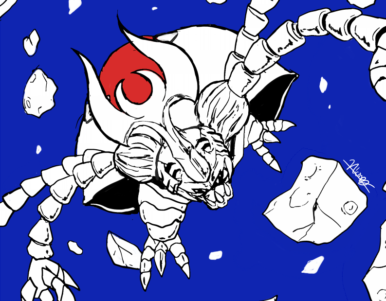 atlurkabuterimon atlurkabuterimon_(blue) atlurkabuterimon_(red) bug digimon exoskeleton flying horn sharp_teeth teeth
