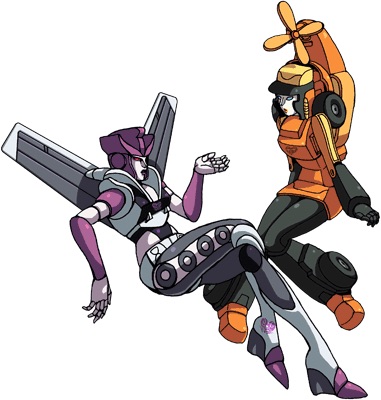 2girls artist_request genderswap humanization lowres multiple_girls octane_(transformers) personification sandstorm_(transformers) source_request transformers