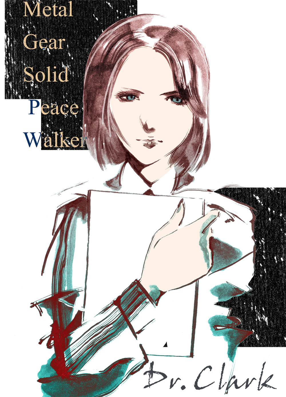 1girl arami_yu bad_id bad_pixiv_id blue_eyes brown_hair coat female_focus highres metal_gear_(series) metal_gear_solid:_peace_walker para-medic_(mgs3) solo