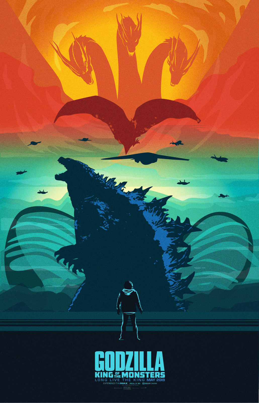 airborne_aircraft_carrier aircraft airplane alien bioluminescence bomber bug butterfly conjoined dinosaur dragon elemental_(creature) fighter_jet flying_wing giant giant_monster glowing godzilla godzilla:_king_of_the_monsters godzilla_(series) highres hydra insect kaiju king_ghidorah legendary_pictures madison_russell military military_aircraft military_vehicle monarch_(monsterverse) monster monsterverse moth mother_ship mothra movie_poster parody pterosaur rodan stealth stealth_aircraft stealth_bomber style_parody super_wing tail text_focus toho uss_argo vivien_cseresznyes wings