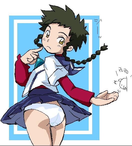 00s 1girl black_hair braid from_behind minagi_mikoto my-hime panties school_uniform serafuku tagme underwear white_panties
