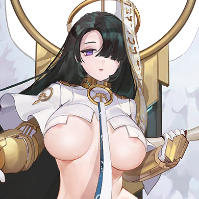 1girl angel_wings areola_slip azazel_(last_origin) breasts breasts_apart covered_erect_nipples female_focus game_cg gauntlets gold_gauntlets green_hair hair_over_one_eye halo high_collar holding holding_scroll large_breasts last_origin long_hair looking_at_viewer mechanical_halo official_art one_eye_covered parted_lips purple_eyes revealing_clothes rorobomb scroll transparent_background underboob upper_body white_wings wings
