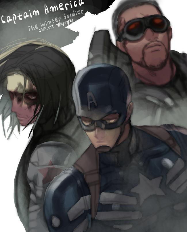 3boys animification bad_id bad_pixiv_id bucky_barnes captain_america captain_america:_the_winter_soldier captain_america_(series) captain_america_the_winter_soldier im_ae-joo male_focus marvel marvel_cinematic_universe mask mouth_mask multiple_boys sam_wilson steve_rogers the_falcon winter_soldier