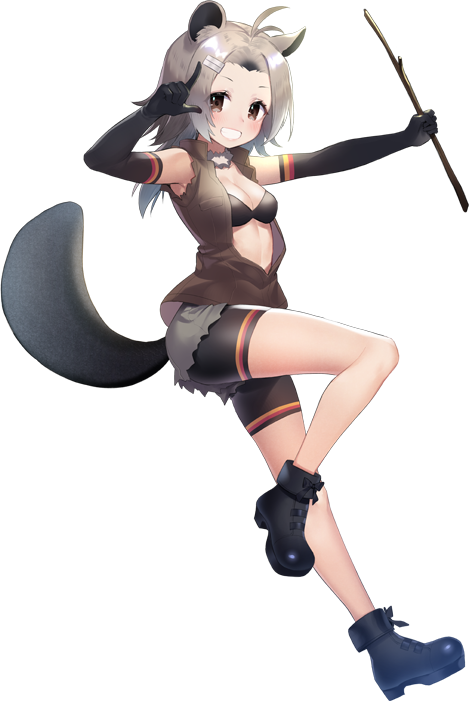 1girl american_beaver_(kemono_friends) full_body game_cg kemono_friends kemono_friends_kingdom looking_at_viewer official_art solo tachi-e transparent_background