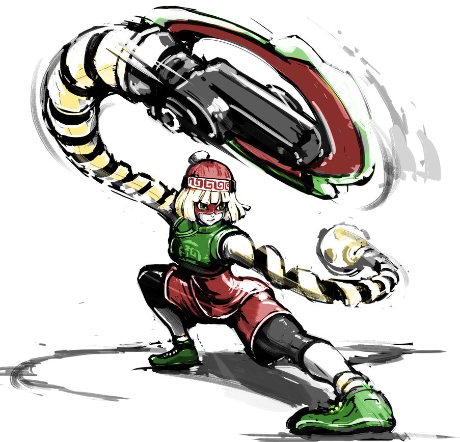 1girl arms_(game) beanie domino_mask fighting_stance hat pantyhose_under_shorts mask megawatt_(arms) min_min_(arms) pantyhose perspective ramram_(arms) shoes short_hair shorts sjw_kazuya sneakers white_background