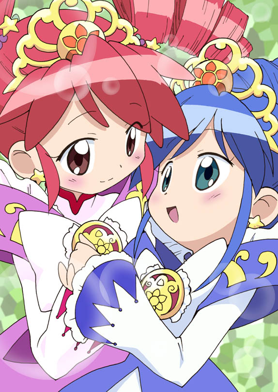 00s 2girls blush dress fine_(futagohime) fine_(prominence_dress_up)_(futagohime) fushigiboshi_no_futago_hime multiple_girls rein_(futagohime) rein_(prominence_dress_up)_(futagohime) smile tiara