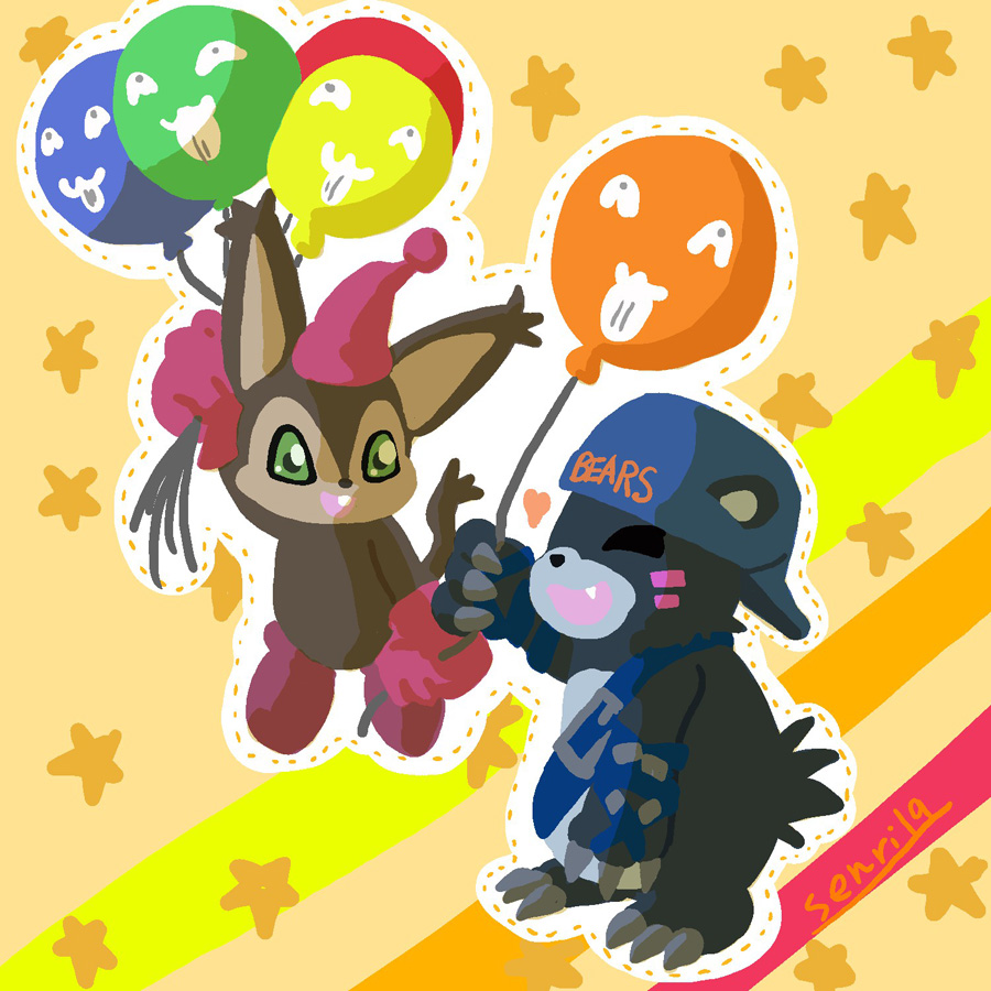 balloon bearmon boots digimon digimon_(creature) fang gloves hat opossummon