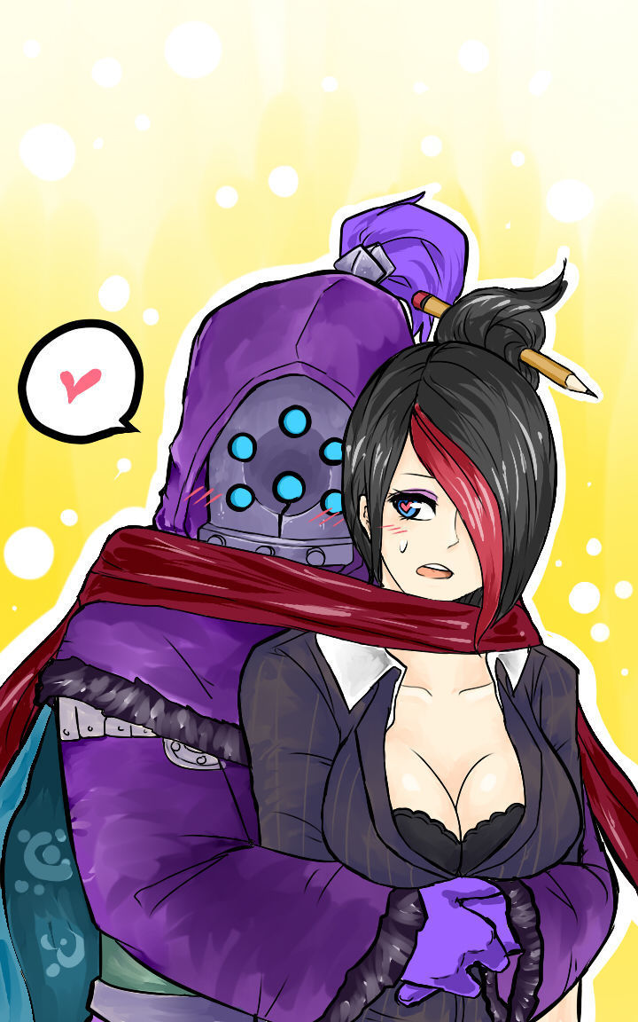 blue_eyes fiora_(league_of_legends) heart heart-shaped_pupils jahaha jax_(league_of_legends) league_of_legends pencil symbol-shaped_pupils