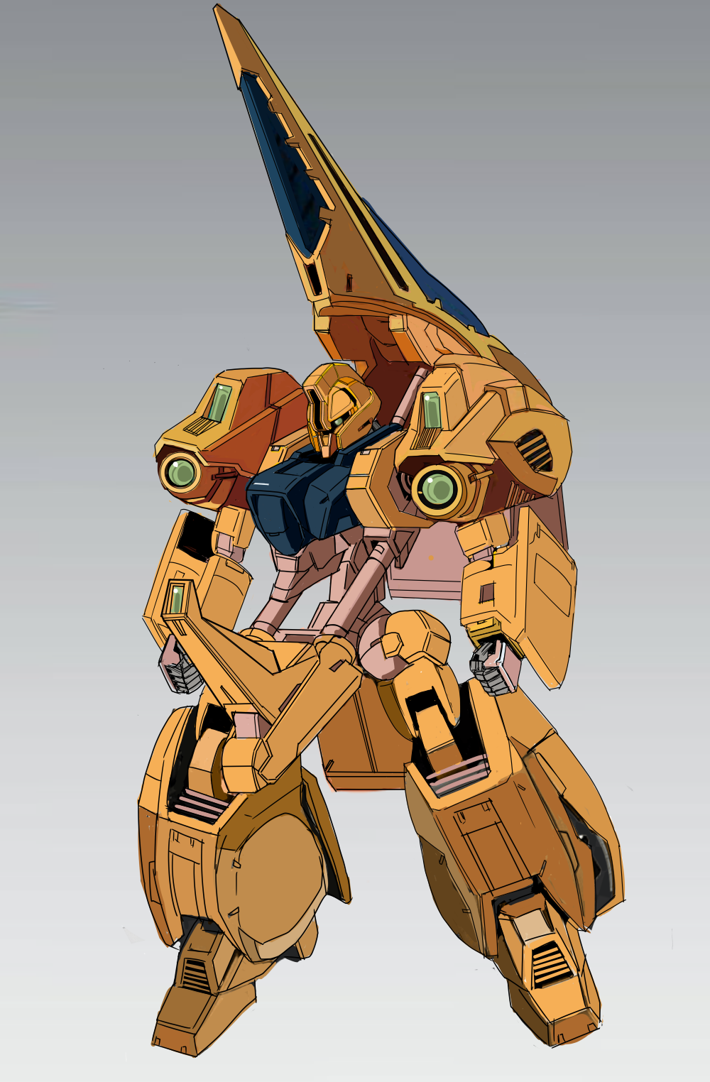 aeug clenched_hands exposed_internal_machinery gradient_background gundam highres huo_ji_wu machinery mecha mecha_focus methuss mobile_suit one-eyed original other_focus redesign robot science_fiction zeta_gundam