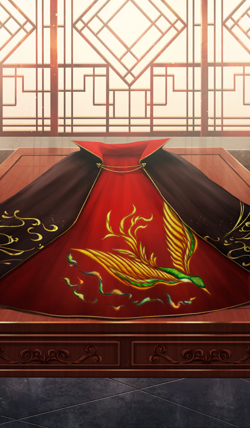 binsuke bird cloak clothes_focus commentary embroidery fate/grand_order fate_(series) no_humans official_art red_cloak still_life third-party_source two-sided_cloak two-sided_fabric unworn_cloak unworn_clothes