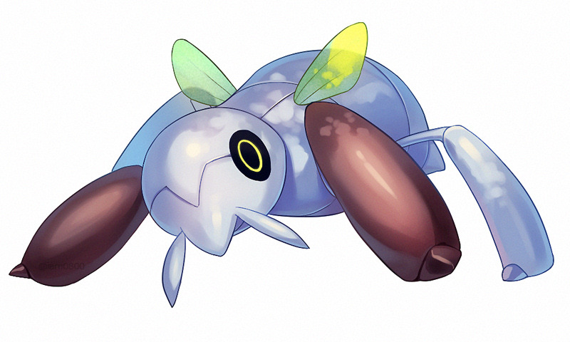 asada_hachi bug commentary creature dated_commentary full_body gen_3_pokemon nincada nintendo no_humans pokemon pokemon_(creature) simple_background solo white_background wings