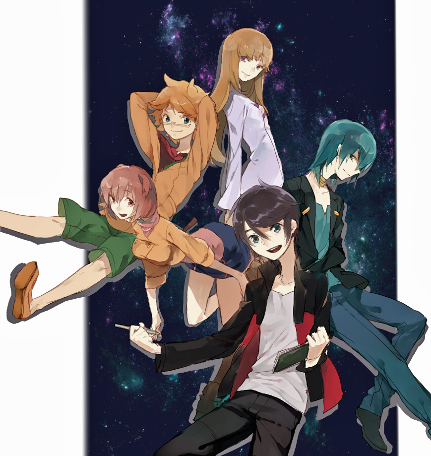 10s 2girls 3boys asagi_toshikazu black_hair blue_hair brown_eyes glasses hitachi_izuru irie_tamaki kittyon03 kugimiya_kei long_hair majestic_prince multiple_boys multiple_girls purple_eyes red_eyes short_hair smile suruga_ataru