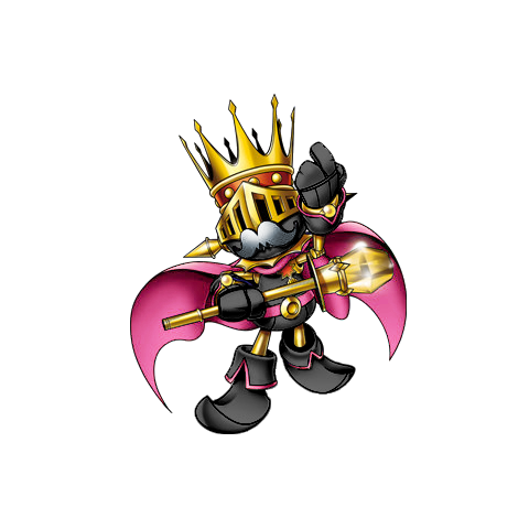 1boy armor cape crown digimon digimon_(creature) facial_hair full_armor kingchessmon male_focus mustache original solo