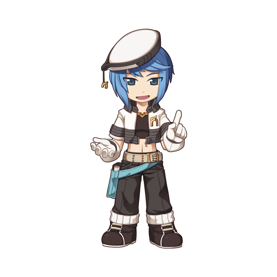 1boy belt beret black_boots black_pants blue_belt blue_eyes blue_hair boots chibi chibi_only crop_top cropped_jacket full_body gloves grey_belt hat index_finger_raised jacket looking_at_viewer male_focus mid_(ragnarok_online) midriff navel official_art open_clothes open_jacket open_mouth pants pouch ragnarok_online short_hair short_sleeves simple_background smile solo studded swept_bangs transparent_background white_gloves white_hat white_jacket yuichirou