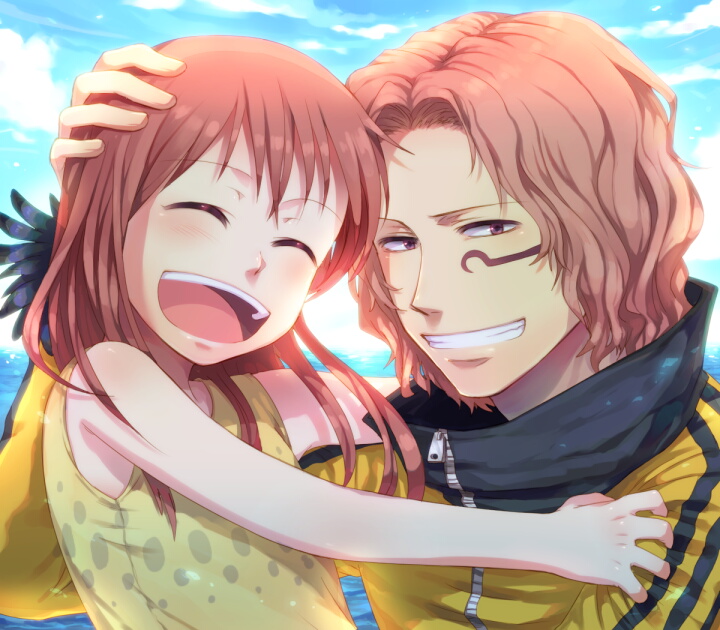 1boy 1girl adelle_bascud brother_and_sister closed_eyes facial_mark facial_tattoo grin itsuki_(nightlight) long_hair one_piece one_piece:_dead_end_adventure purple_eyes shuraiya_bascud siblings smile tattoo