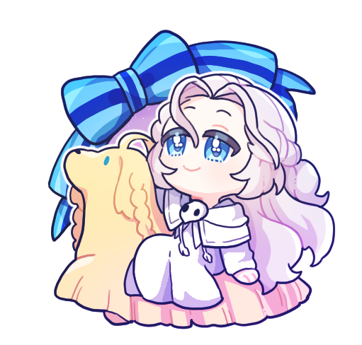 1girl afghan_hound argos_(ff14) blue_bow blue_eyes bow braid c: capelet chibi chibi_only dog drawstring final_fantasy final_fantasy_xiv full_body half_up_braid long_hair mask mask_around_neck no_nose outline riding riding_animal robe single_braid sitting smile sophist&#039;s_robe_(ff14) transparent_background unworn_mask venat_(ff14) wavy_hair white_capelet white_hair white_outline white_robe yeon_ff14