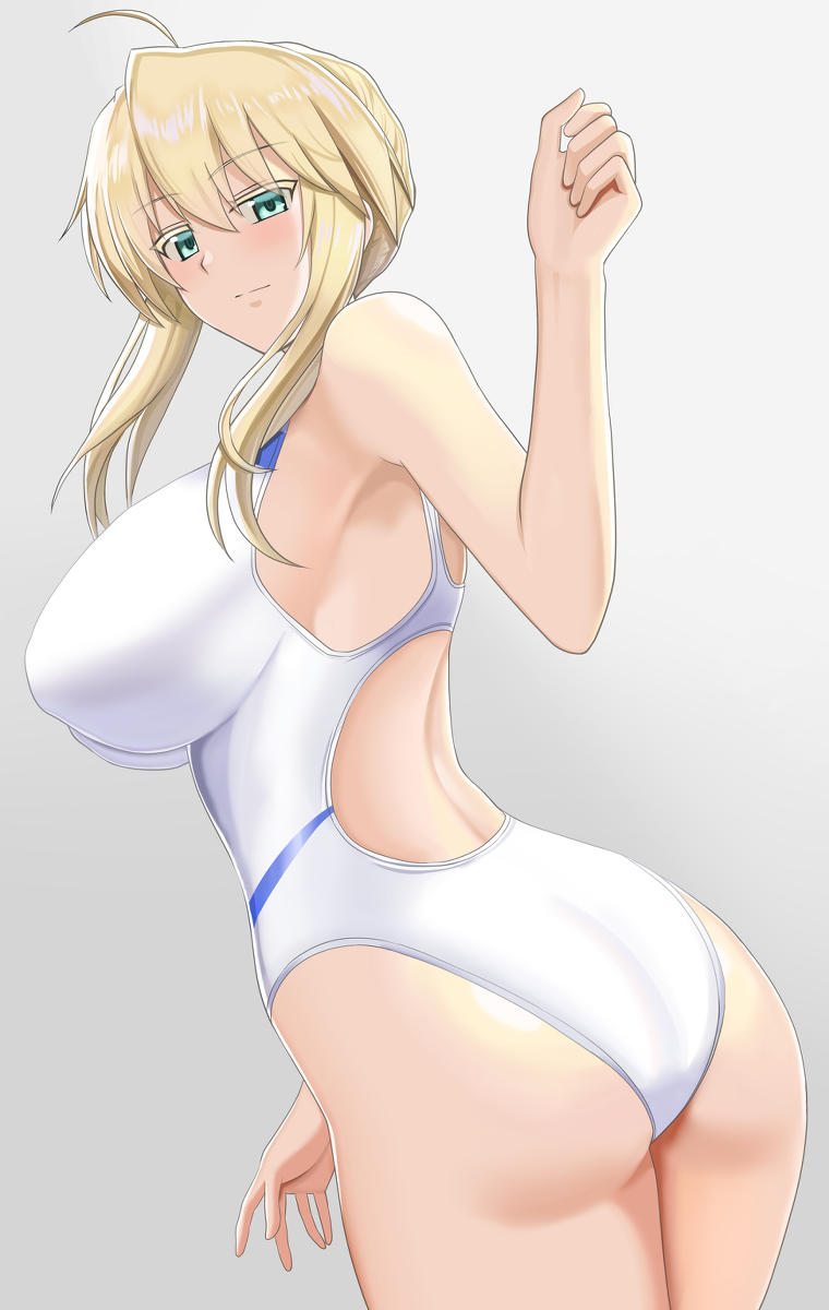 1girl alternate_costume artoria_pendragon_(fate) artoria_pendragon_(swimsuit_ruler)_(fate) artoria_pendragon_(swimsuit_ruler)_(second_ascension)_(fate) ass blonde_hair breasts fate/grand_order fate_(series) highres kawasumi_ayako large_breasts official_alternate_costume swimsuit