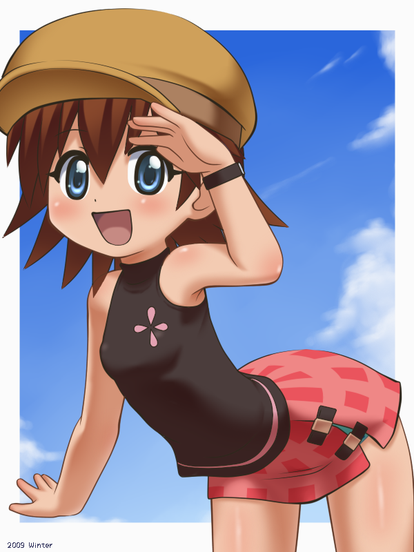 1girl awa blue_eyes brown_hair child haruka_(saru_getchu) saru_getchu
