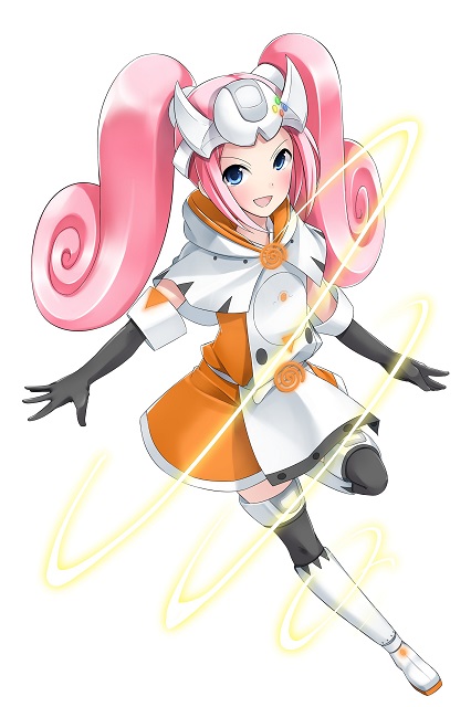1girl blue_eyes boots elbow_gloves female_focus forehead_protector game_console gloves jpeg_artifacts kaden_shoujo long_hair personification pink_hair sega_dreamcast sega_dreamcast_(sega_hard_girls) sega_hard_girls simple_background smile solo thigh_boots thighhighs twintails zettai_ryouiki