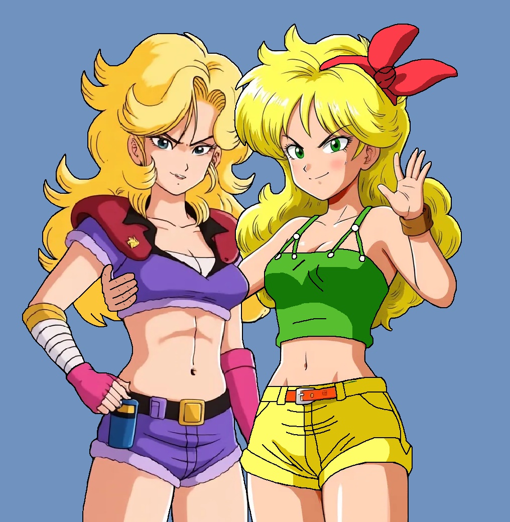 2girls dragon_ball dragonball_z hasky_(dragon_ball) lunch_(bad)_(dragon_ball) lunch_(dragon_ball) multiple_girls yuri