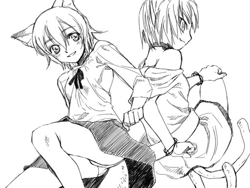 animal_ears cat_ears greyscale meme monochrome neta panties pantyshot satou_atsuki underwear