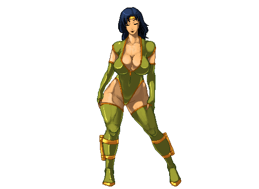 animated animated_gif ass black_hair black_orchid boots bouncing_breasts breasts cleavage high_heel_boots high_heels huge_ass huge_breasts killer_instinct leotard mature_female medium_hair pixel_art rennes squatting thigh_boots