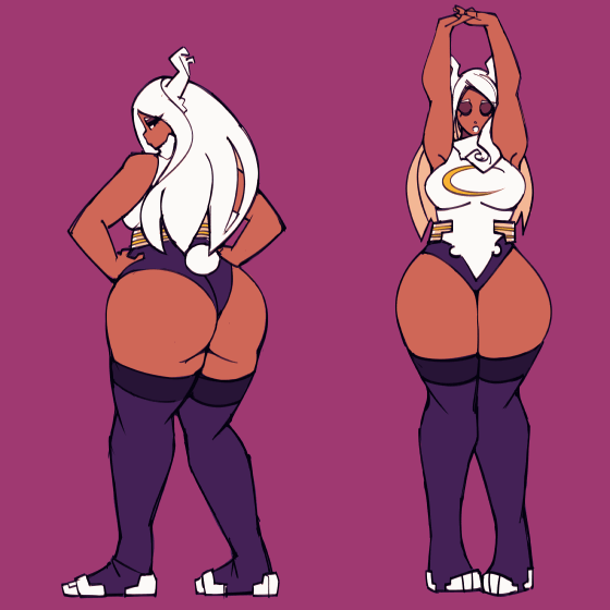 1girl animated animated_gif ass bare_shoulders boku_no_hero_academia bouncing_breasts breasts cdlum curvy dark-skinned_female dark_skin exercising flexing huge_ass large_breasts leotard long_hair looking_at_viewer mirko purple_background rabbit_ears rabbit_tail sleeveless smile solo squatting stretching thighhighs white_hair white_leotard wide_hips