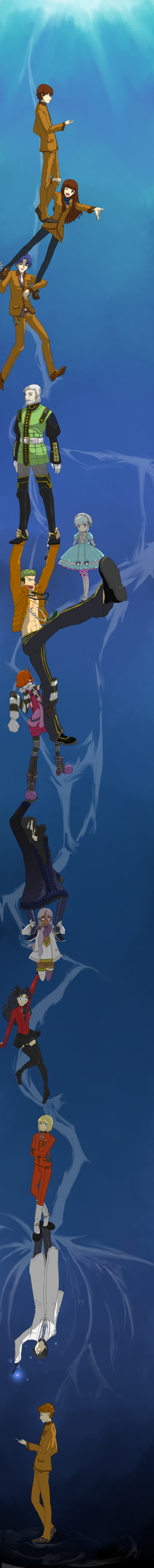 10s 4girls 6+boys absurdres dan_blackmore durarara!! fate/extra fate_(series) gatou_monji highres julius_belkisk_harway kanra211 kishinami_hakuno_(female) kishinami_hakuno_(male) leonard_bistario_harway long_image matou_shinji multiple_boys multiple_girls rani_viii ranruu-kun tall_image tamamo_no_mae_(fate) tohsaka_rin trust_me_(durarara!!) twice_h_pieceman