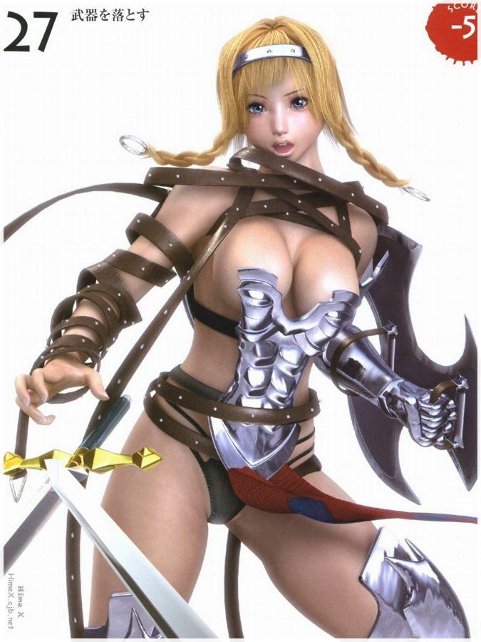 1girl 3d breasts cowboy_shot female_focus leina m-rs panties queen&#039;s_blade solo spread_legs standing tagme underwear white_background