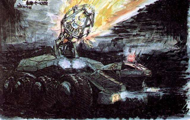 artist_request cannon concept_art directed-energy_weapon energy energy_beam energy_cannon energy_weapon godzilla_(series) godzilla_vs._biollante maser maser_beam maser_cannon mbt-92 mbt-mb92 military military_vehicle motor_vehicle night no_humans official_art tank toho weapon weapon_focus