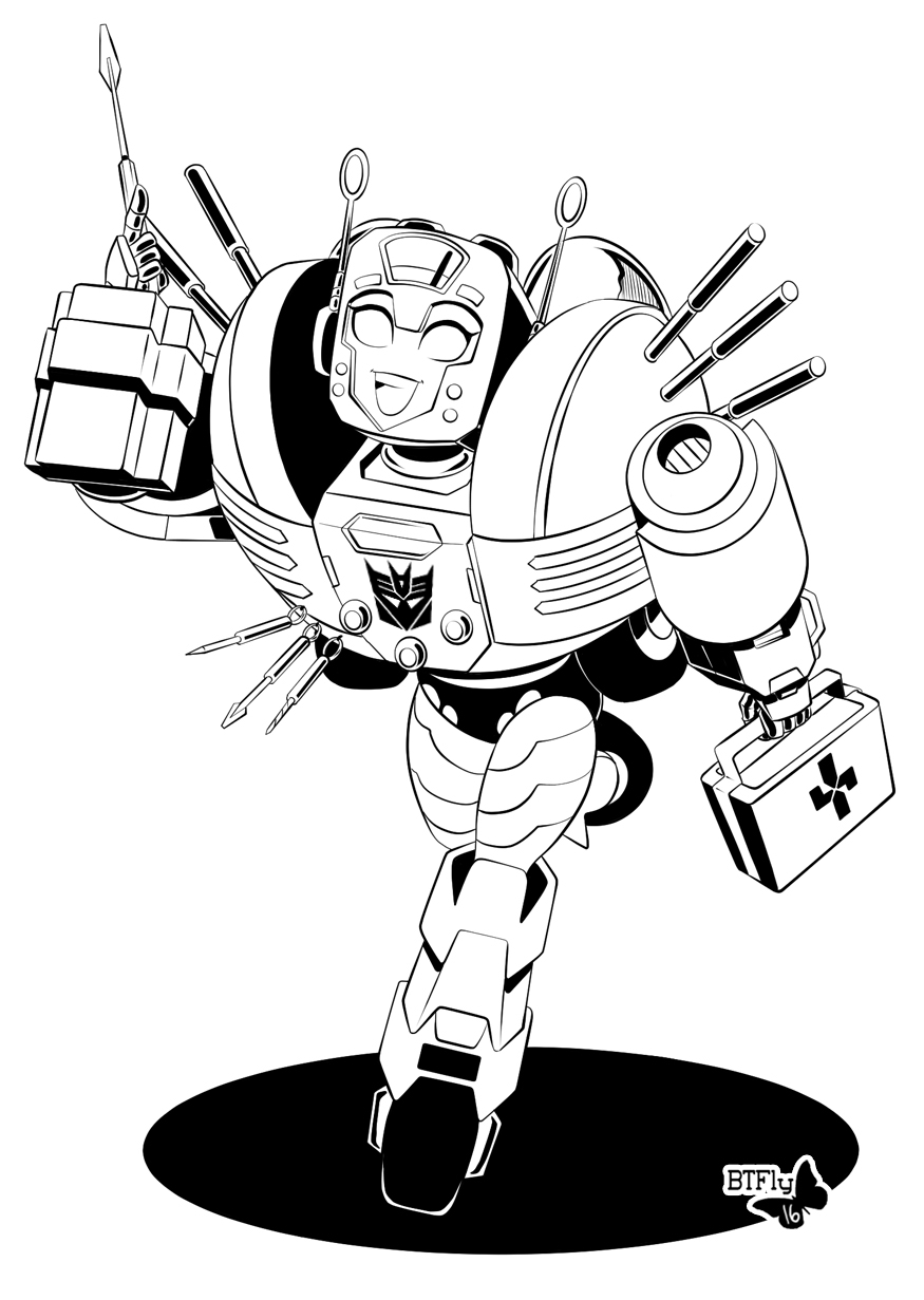 1girl btfly009 can&#039;t_be_this_cute_2 decepticon happy highres humanoid_robot inktober nickel_(transformers) robot roller_skates shortstack skates solo the_transformers_(idw) transformers white_background