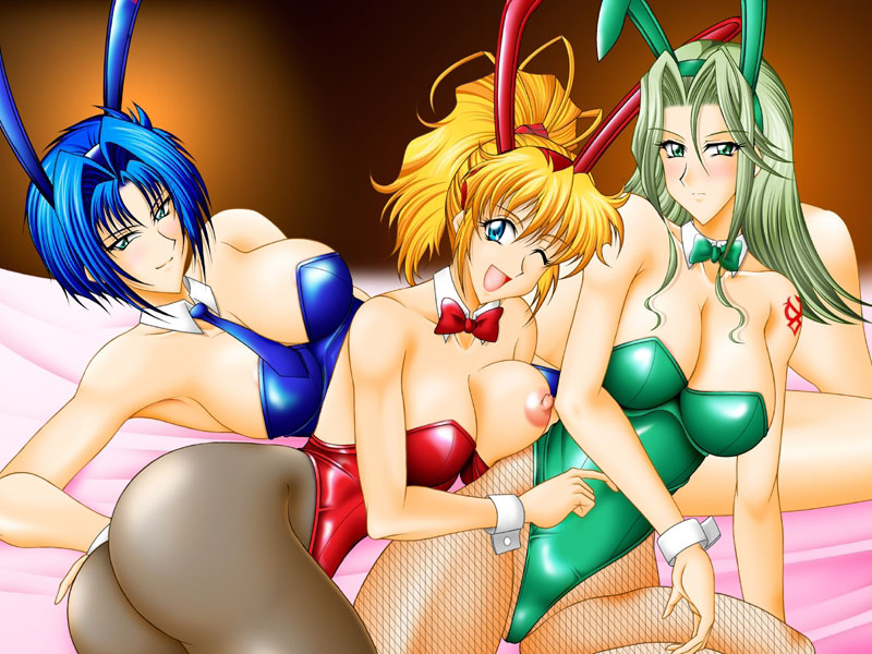 10s 3girls animal_ears arm_support armpits ass banpresto bare_shoulders bed blonde_hair blue_eyes blue_hair blush bow bowtie breast_press breast_slip breasts cleavage excellen_browning fake_animal_ears fishnet_pantyhose fishnets green_eyes green_hair happy lamia_loveless large_breasts legs leotard long_hair lying multiple_girls mutsuya necktie nipples one_breast_out one_eye_closed open_mouth pantyhose playboy_bunny poking ponytail rabbit_ears short_hair shy smile super_robot_wars super_robot_wars_og_the_inspector super_robot_wars_original_generation super_robot_wars_original_generation_2 tattoo viletta_badam viletta_vadim wink wrist_cuffs yuri