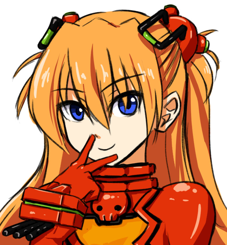 00s 1girl bad_id bad_pixiv_id blue_eyes bodysuit evangelion:_2.0_you_can_(not)_advance female_focus finger_to_mouth hair_ornament long_hair mecha_pilot_suit neon_genesis_evangelion orange_hair plugsuit_(evangelion) rebuild_of_evangelion silent_sakia smile solo souryuu_asuka_langley test_plugsuit_(evangelion) upper_body