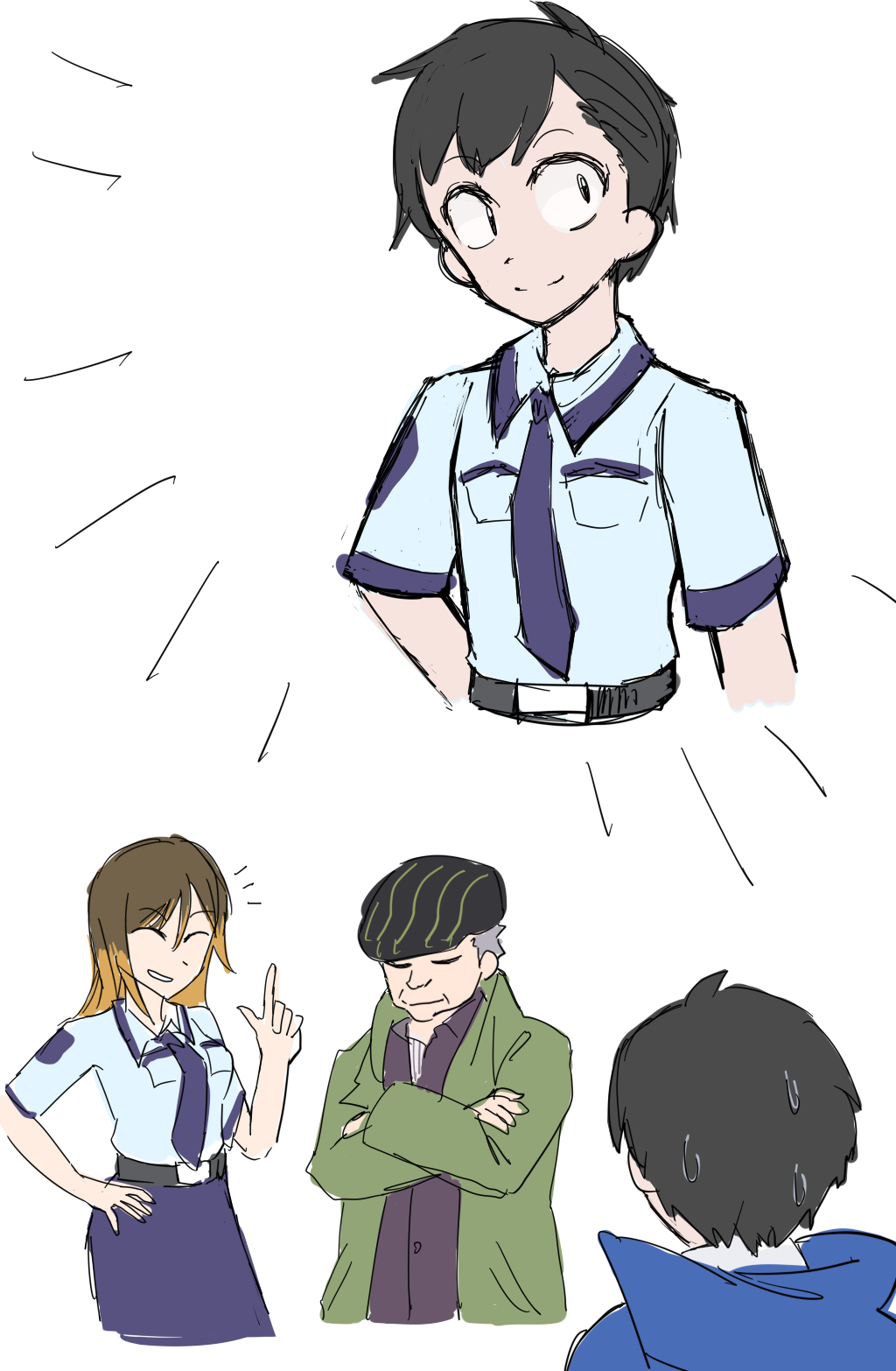 amasawa_keisuke brown_eyes brown_hair date_makiko digimon digimon_story:_cyber_sleuth highres matayoshi_gorou medium_hair necktie police police_uniform policewoman