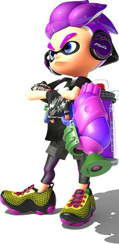 1boy 3d bike_shorts black_shirt blue_eyes crossed_arms cuttlefrsh_(splatoon) eye_mask fingerless_gloves frown full_body gloves gradient_hair headphones holding holding_weapon ink_tank_(splatoon) inkling inkling_boy inkling_player_character looking_ahead lowres multicolored_hair nintendo official_art purple_hair shirt shoelaces shoes short_sleeves smile sneakers solo splatoon_(series) splatoon_2 splattershot_(splatoon) spotted_hair standing t-shirt tentacle_hair thick_eyebrows transparent_background two-tone_hair v-shaped_eyebrows weapon yellow_shoes