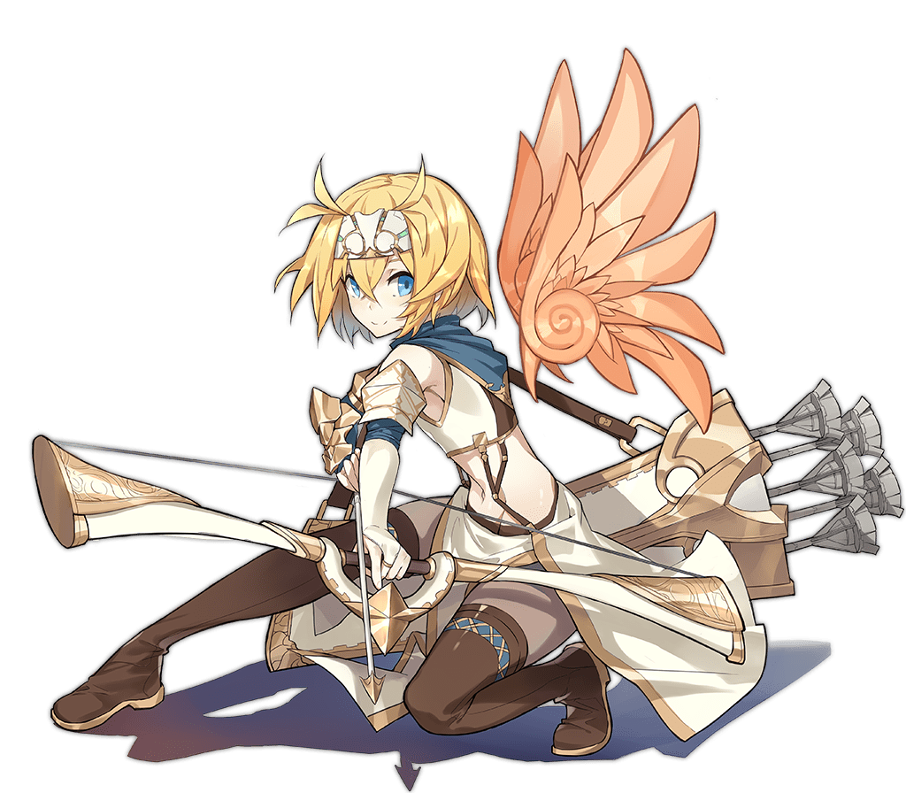 1girl ark_order arrow_(projectile) blonde_hair blue_scarf boots bow_(weapon) brown_boots crop_top detached_wings drawing_bow elbow_gloves feathered_wings fighting_stance forehead_protector full_body gloves gold_trim hair_intakes holding holding_arrow holding_bow_(weapon) holding_weapon icarus_(ark_order) jewelry kzhu looking_at_viewer midriff official_art orange_wings quiver ring scarf shirt short_hair skirt solo squatting stomach tachi-e thigh_boots thighhighs transparent_background weapon white_gloves white_shirt white_skirt wings