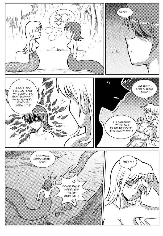 2girls angry anna_(karbo) breasts casual_nudity crisis felarya karbo lamia medium_breasts monster_girl multiple_girls nipples nude pussy