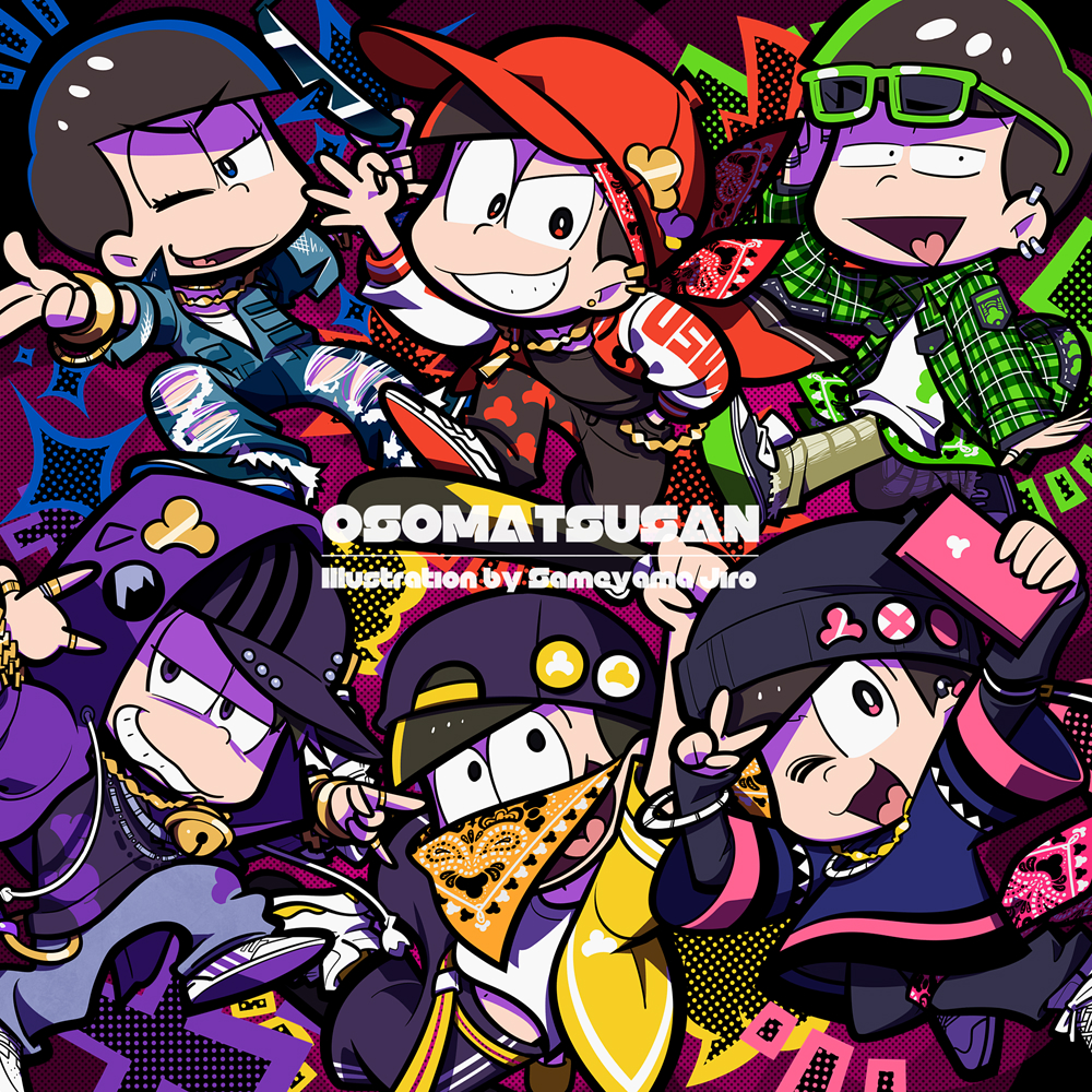 6+boys artist_name backwards_hat bandana bandana_over_mouth beanie bell black_hair black_shirt bracelet brothers cellphone commentary_request copyright_name denim earrings grin hat holding holding_phone holding_removed_eyewear hood hood_up jeans jewelry looking_at_viewer male_focus matsuno_choromatsu matsuno_ichimatsu matsuno_jyushimatsu matsuno_karamatsu matsuno_osomatsu matsuno_todomatsu multiple_boys neck_bell ok_sign one_eye_closed osomatsu-san osomatsu_(series) pants phone red_eyes red_hat sameyama_jiro selfie shirt short_hair siblings smartphone smile sunglasses torn_clothes torn_jeans torn_pants unworn_eyewear v