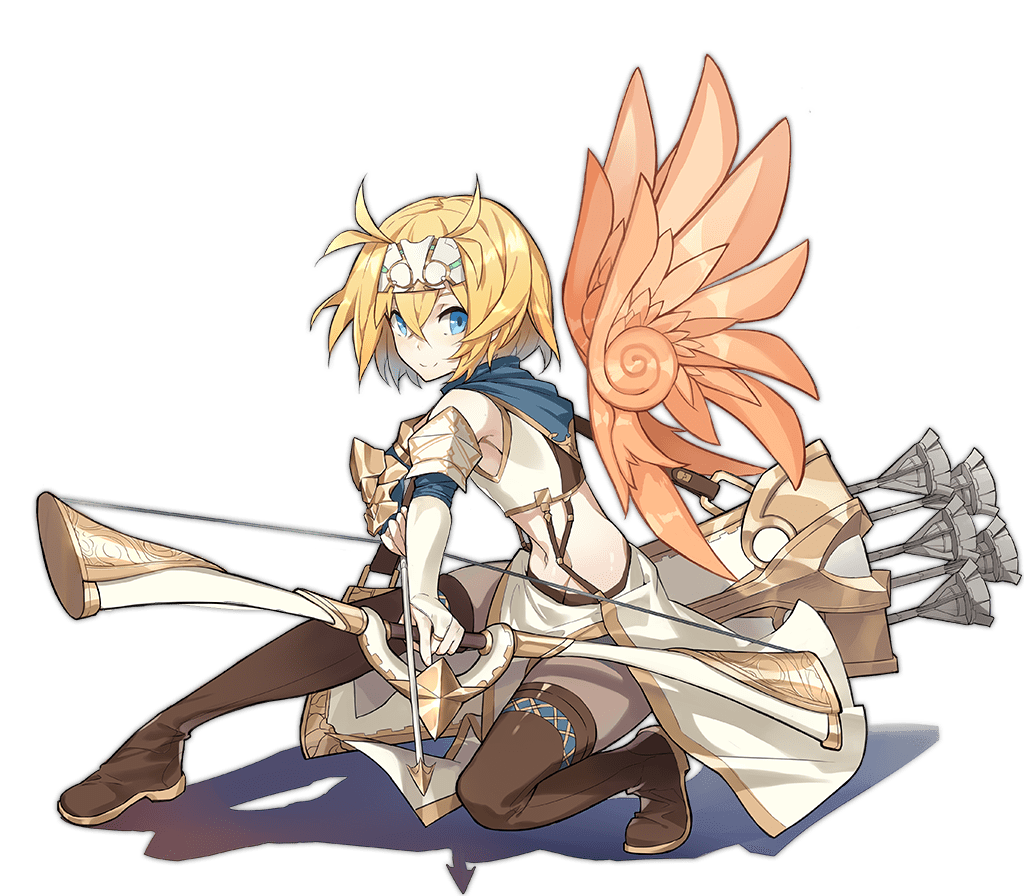 1girl ark_order arrow_(projectile) blonde_hair blue_scarf boots bow_(weapon) brown_boots crop_top detached_wings drawing_bow elbow_gloves feathered_wings fighting_stance forehead_protector full_body gloves gold_trim hair_intakes holding holding_arrow holding_bow_(weapon) holding_weapon icarus_(ark_order) jewelry kzhu looking_at_viewer midriff official_art orange_wings quiver ring scarf shirt short_hair skirt solo squatting stomach tachi-e thigh_boots thighhighs transparent_background weapon white_gloves white_shirt white_skirt wings