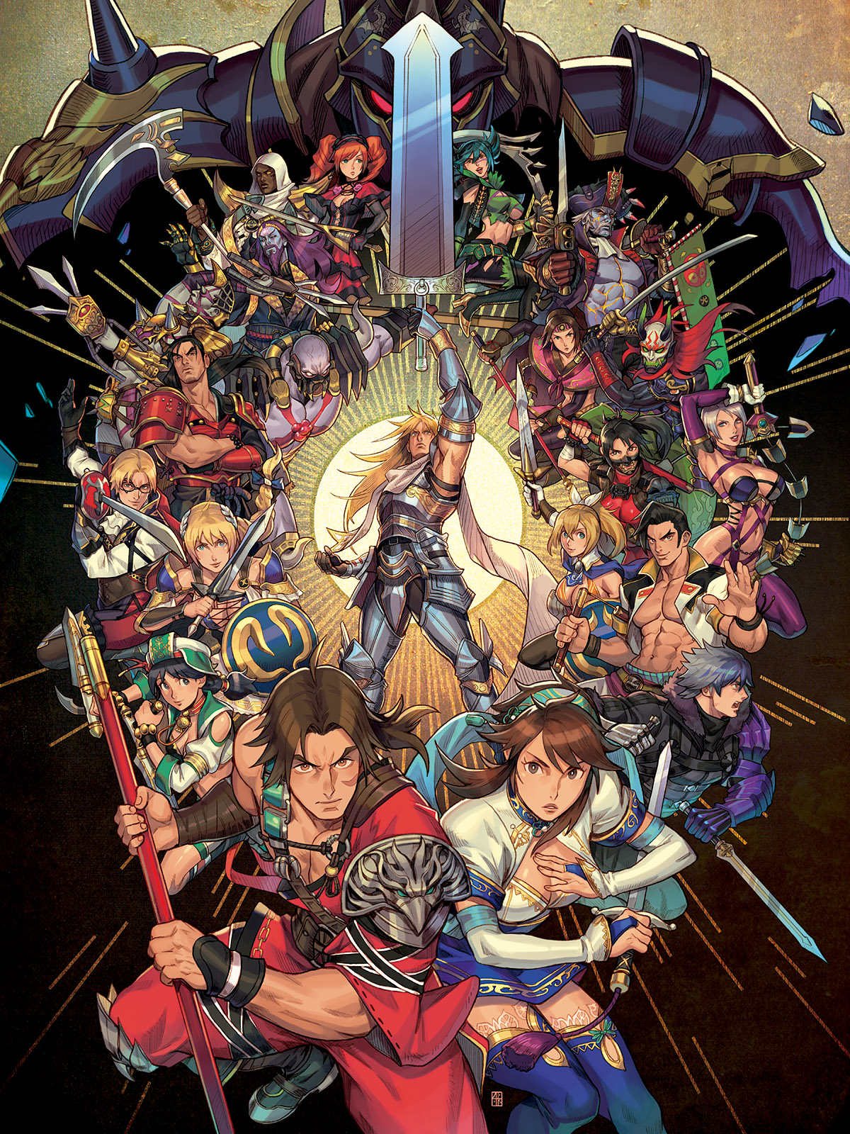 6+boys 6+girls absolum_art amy_sorel armor astaroth_(soulcalibur) azwel beard breasts cassandra_alexandra cervantes_de_leon chai_xianghua cleavage combination_weapon dagger epic everyone facial_hair glowing glowing_eyes greatsword groh gun handgun highres holding holding_nunchaku holding_weapon isabella_valentine katana katar kilik_(soulcalibur) knife looking_at_viewer mask maxi_(soulcalibur) mitsurugi_heishirou multiple_boys multiple_girls muscular naginata namco nightmare_(soulcalibur) nunchaku pistol pistol_sword polearm push_dagger raphael_sorel revealing_clothes scarf seong_mi-na short_sword siegfried_schtauffen sophitia_alexandra soul_calibur soulcalibur soulcalibur_vi staff sword taki_(soulcalibur) talim thighhighs tira_(soulcalibur) tonfa voldo weapon whip whip_sword yoshimitsu_(namco) zasalamel