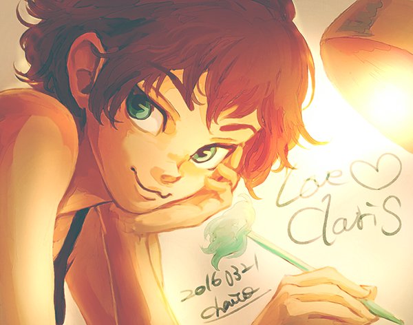 1girl animification blue_eyes brown_hair chai_5 character_signature clarice_(disney) closed_mouth disney eyelashes humanization looking_at_viewer mickey_mouse_&amp;_friends personification short_hair signature smile solo upper_body