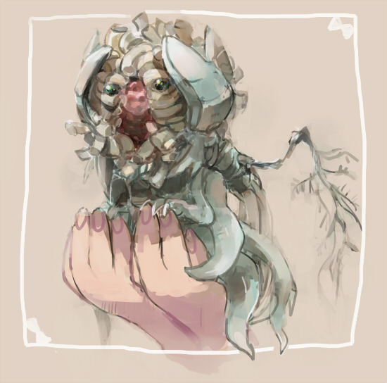 1girl artist_request bloodborne character_request ebrietas_daughter_of_the_cosmos green_eyes monster tagme