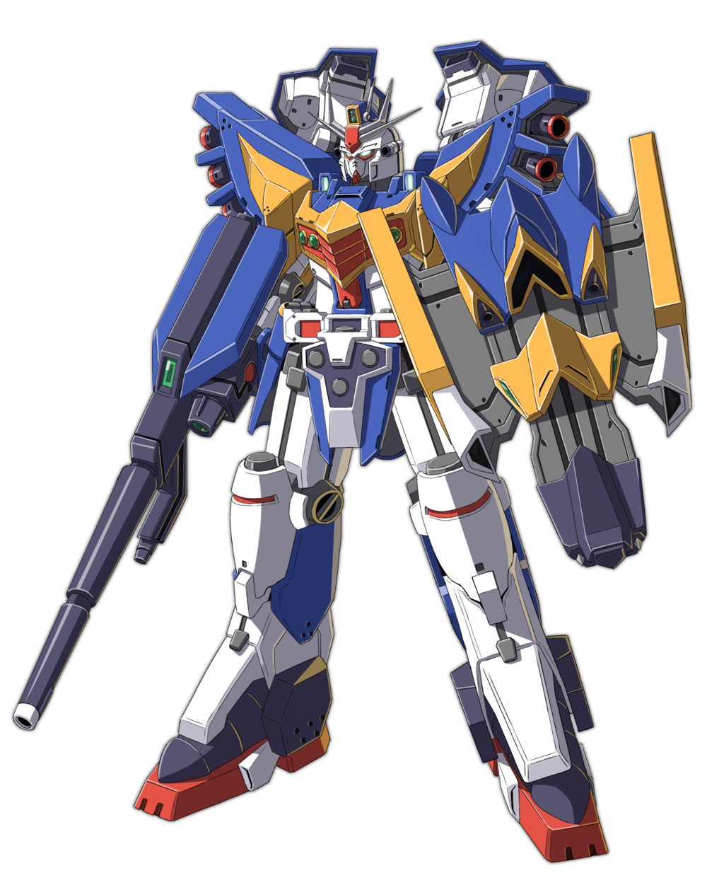 beam_rifle energy_gun glowing glowing_eyes gun gundam gundam_gp-01_full_vernian_zephyranthes highres mecha no_humans robot science_fiction sd_command_chronicles sd_gundam shield shingo_(picturepuzzle) simple_background solo star_gundam_gp01 weapon white_background