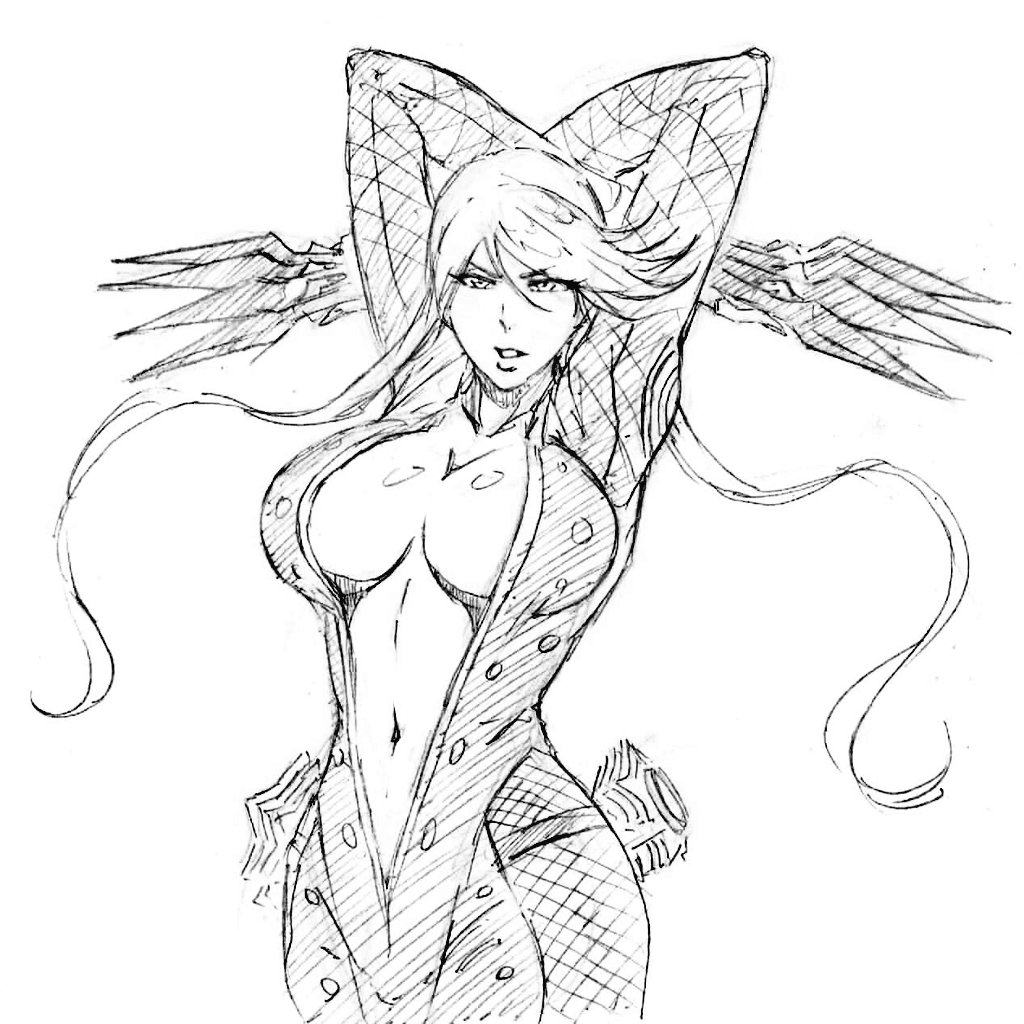 1girl breasts capcom center_opening cleavage kasuga_(sengoku_basara) kubo_tite_(style) large_breasts navel rakusakugk sengoku_basara solo