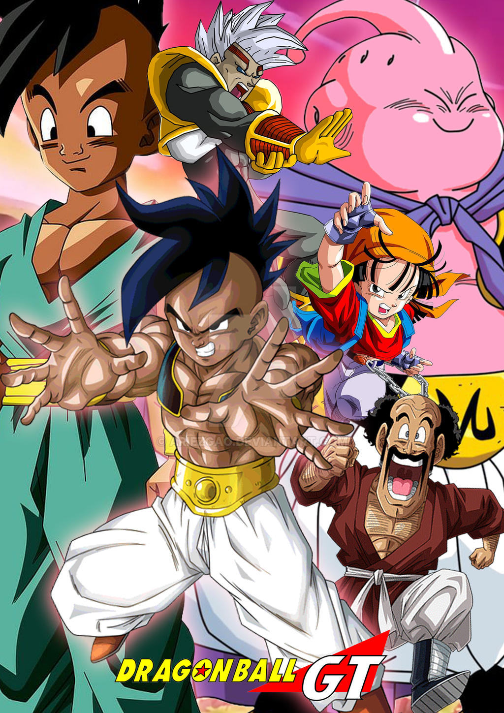 angry baby_vegeta dragon_ball dragon_ball_gt highres majin_buu mr._satan pan_(dragon_ball) tagme uub
