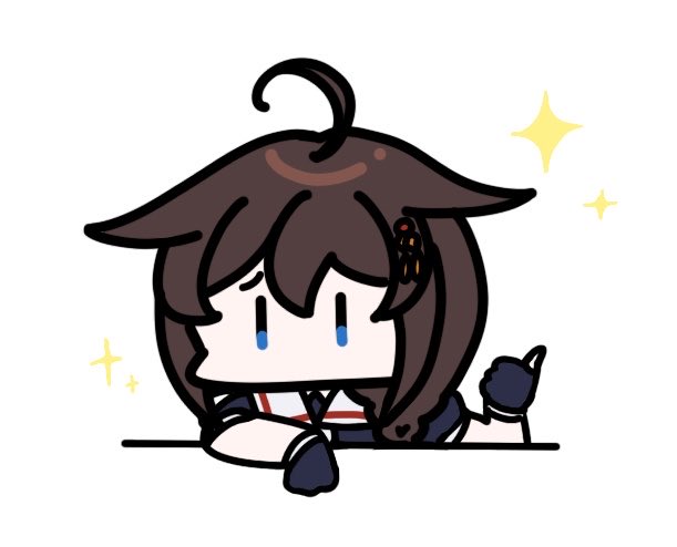 1girl ahoge black_gloves black_serafuku braid chibi commentary_request fingerless_gloves gloves hair_flaps hair_over_shoulder kantai_collection medalist_(manga) meme no_mouth no_nose pointing_with_thumb sailor_collar school_uniform serafuku shieena shigure_(kancolle) shigure_kai_ni_(kancolle) simple_background single_braid smug_inori_(meme) solo sparkle upper_body white_background white_sailor_collar
