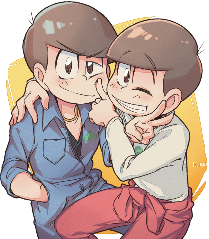 2boys matsuno_karamatsu matsuno_osomatsu multiple_boys osomatsu-san osomatsu_(series) rian_(bdl) tagme