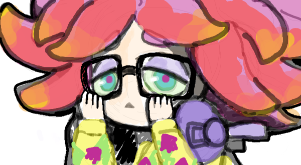 adjusting_eyewear annie_(splatoon) clownfish fish glasses gradient_hair headphones headphones_around_neck jyanbodon looking_at_viewer multicolored_hair nintendo sea_anemone splatoon_(series) splatoon_1 tentacle_hair two-tone_hair